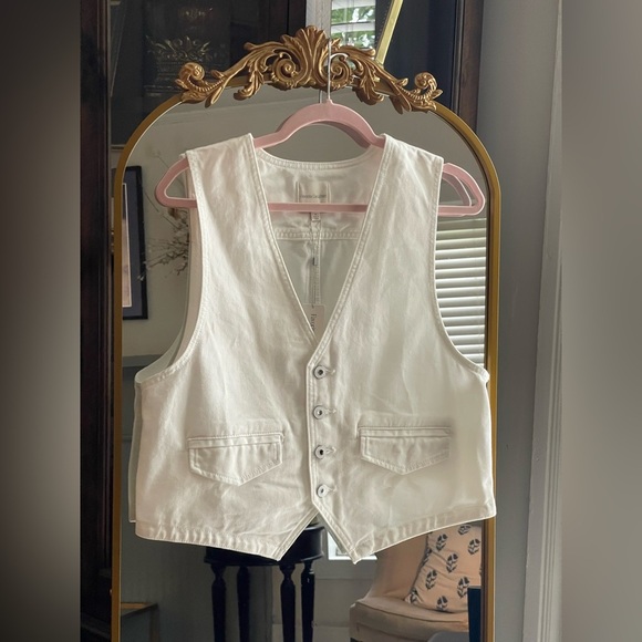 Favorite Daughter NWT The Poppy White Denim Vest 100% Cotton - Picture 1 of 11